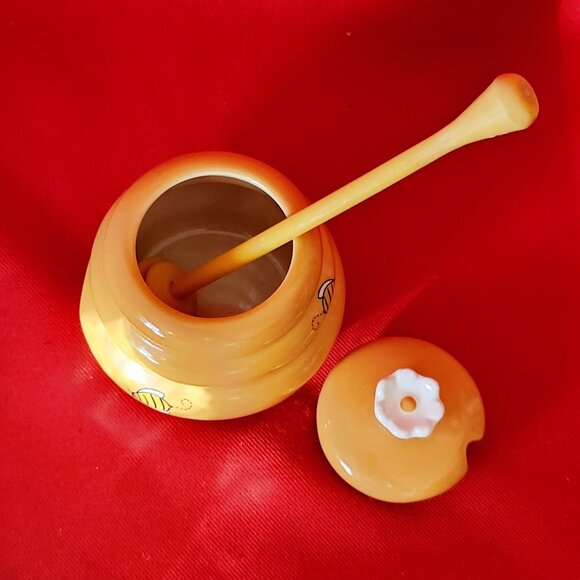 Honey Miel Honey Pot Honey Bowl and Dipper Bees and Honey Dish Bee Hive - Picture 9 of 10